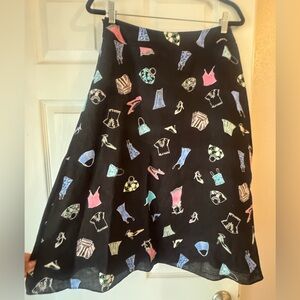 Liz Claiborne Black Accessory print linen Skirt